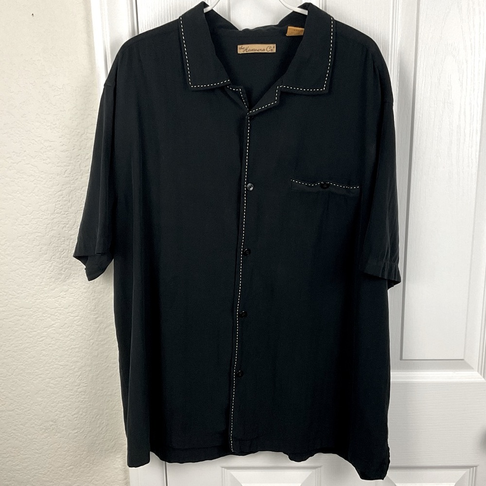 Pre-Owned Havanera Co. Men’s Black Silk Blend Short Sleeve Button Up, Size XXL